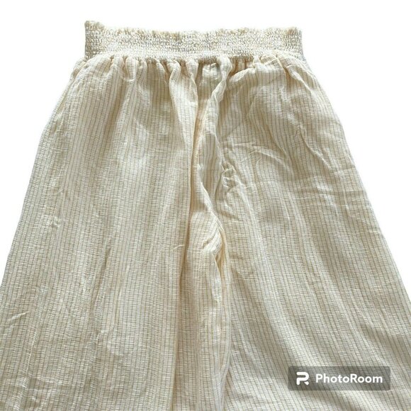 Sundance Sunshine Stripe Pants Yellow White Wide Leg Split Flowy Pants Sz Small - Picture 6 of 8